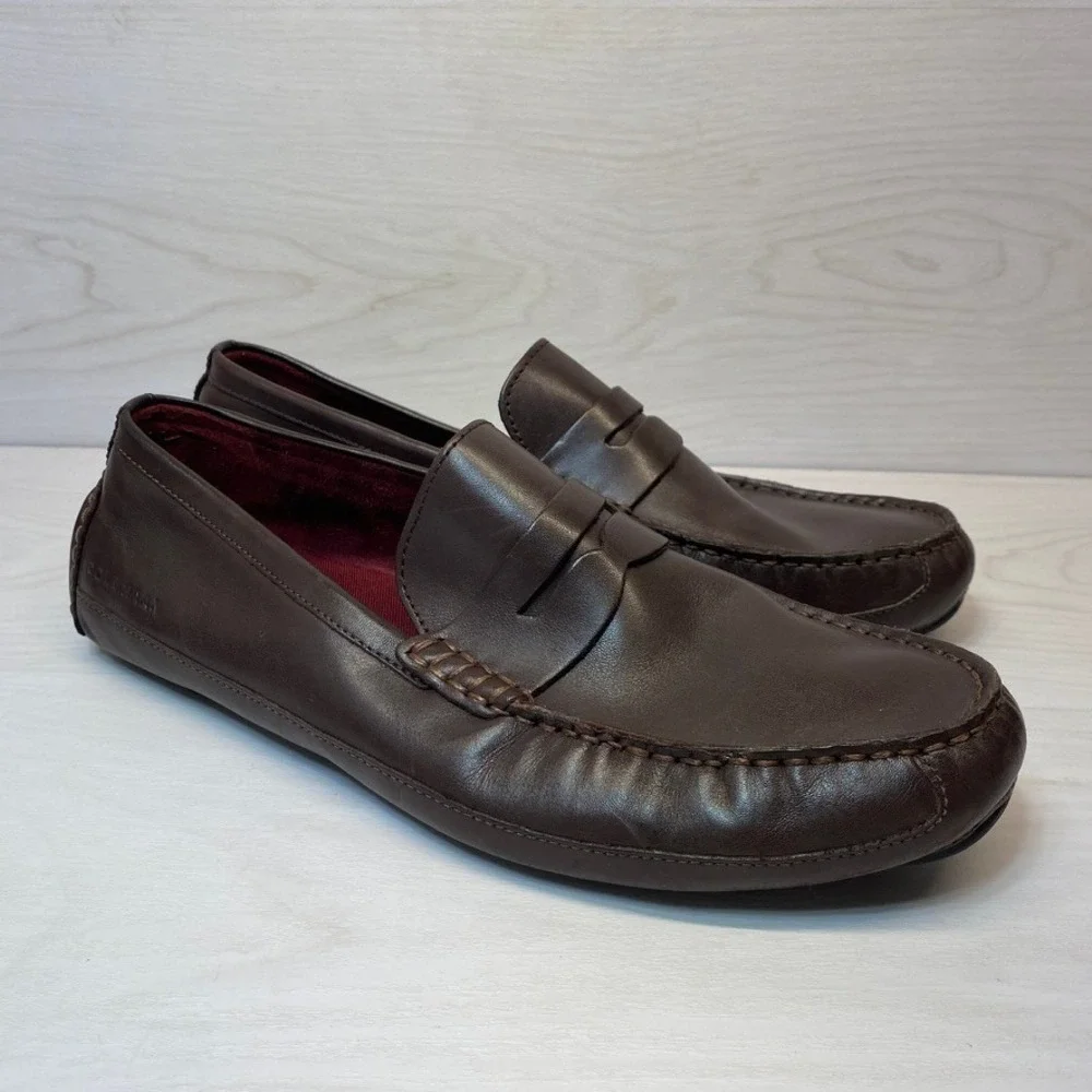 Cole Haan Mens 12 M Gunnison Driver Loafers Penny Leather Brown C40448 Slip On